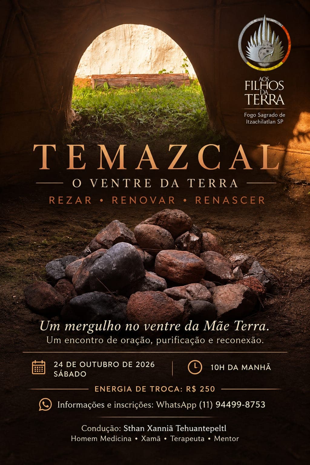 Flyer de Temazcal — O Ventre da Terra